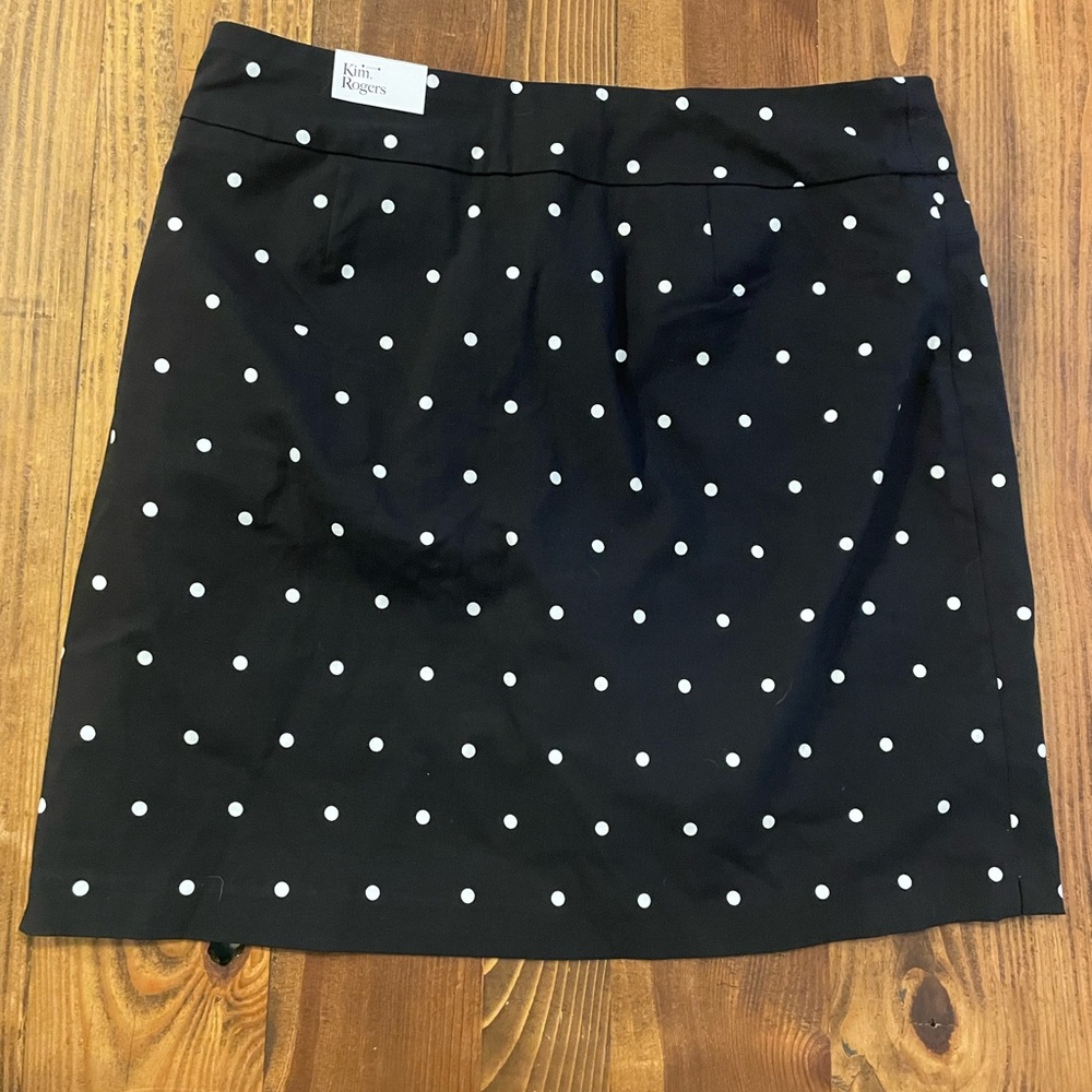 NWT Kim Rogers dot Black Pencil Mini Skirt